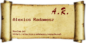 Alexics Radamesz névjegykártya